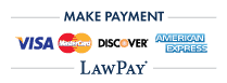Make a payment with Law Pay. MasterCard, Visa, Discover and American Experess accepted